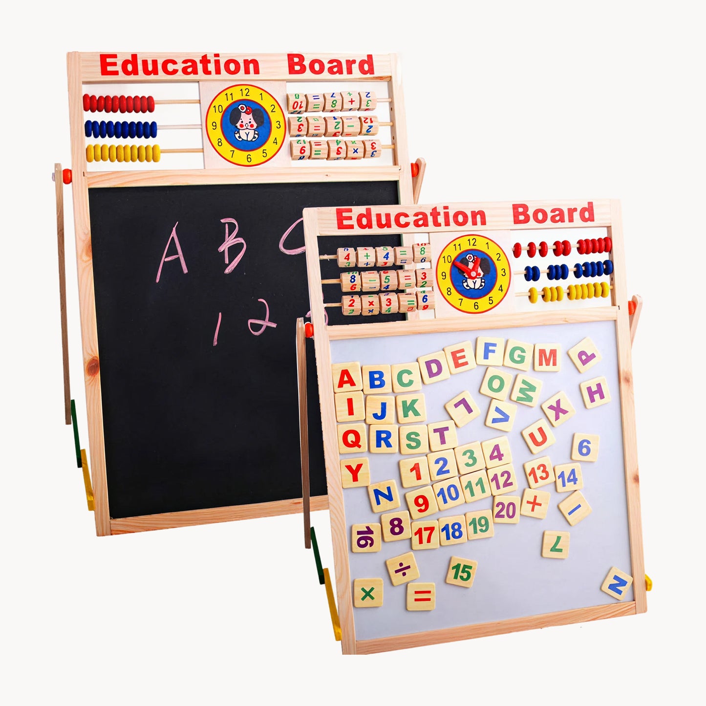 Wooden Educational Board – 5-in-1 Montessori Learning Toy for Kids