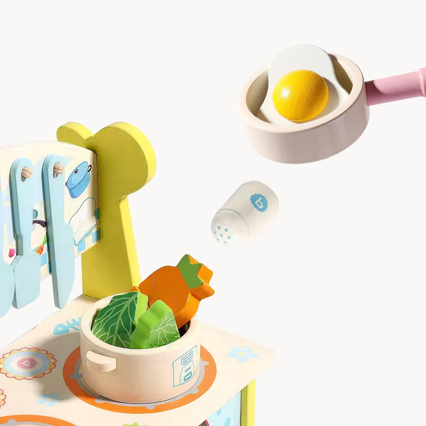 Wooden Kitchen Cooking Set – Montessori Pretend Play Toy for Toddlers