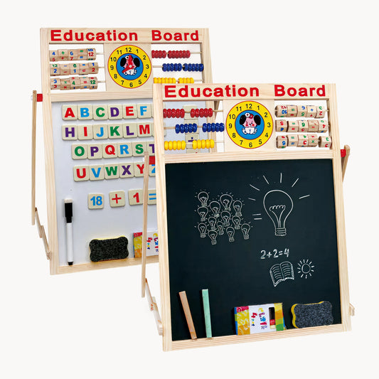 Wooden Educational Board – 5-in-1 Montessori Learning Toy for Kids