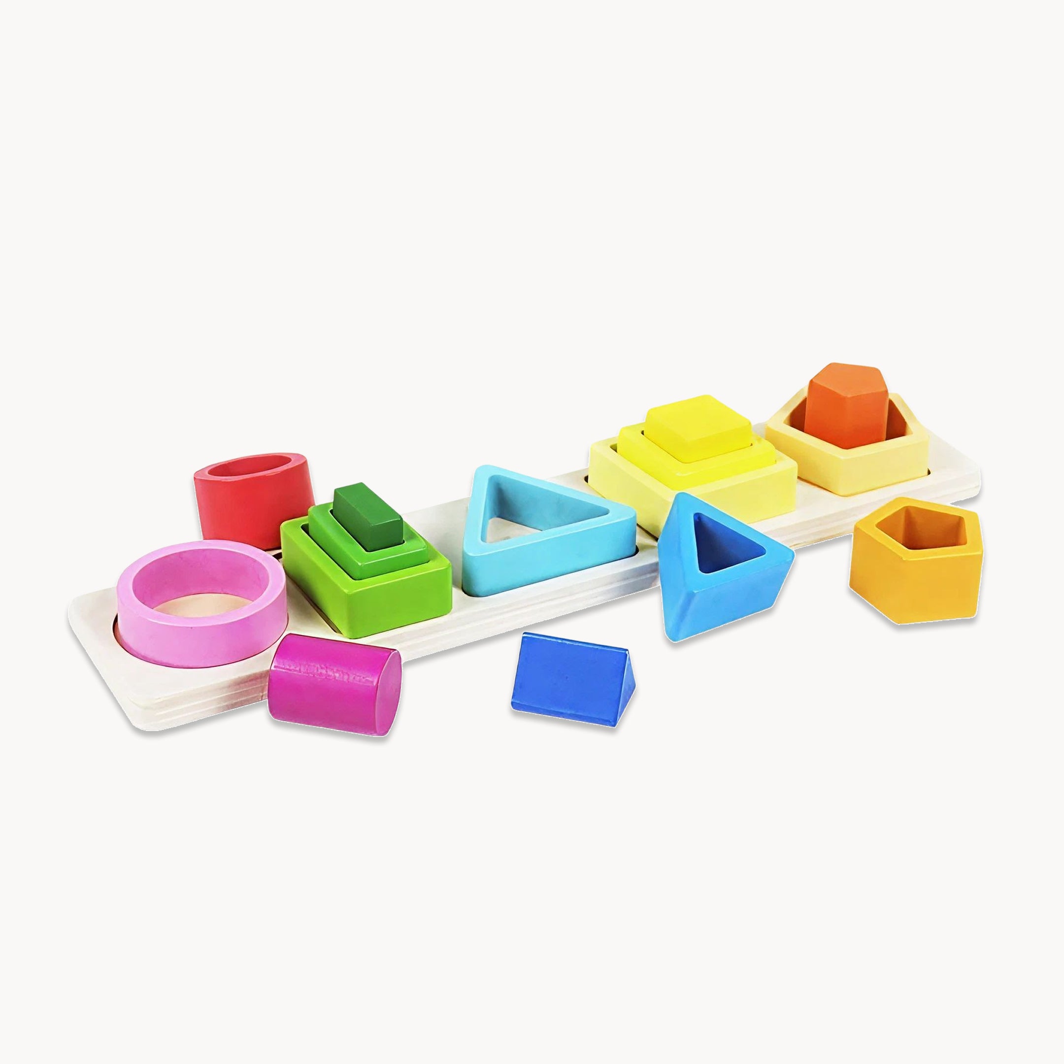 Wooden Shape Sorting & Stacking Board