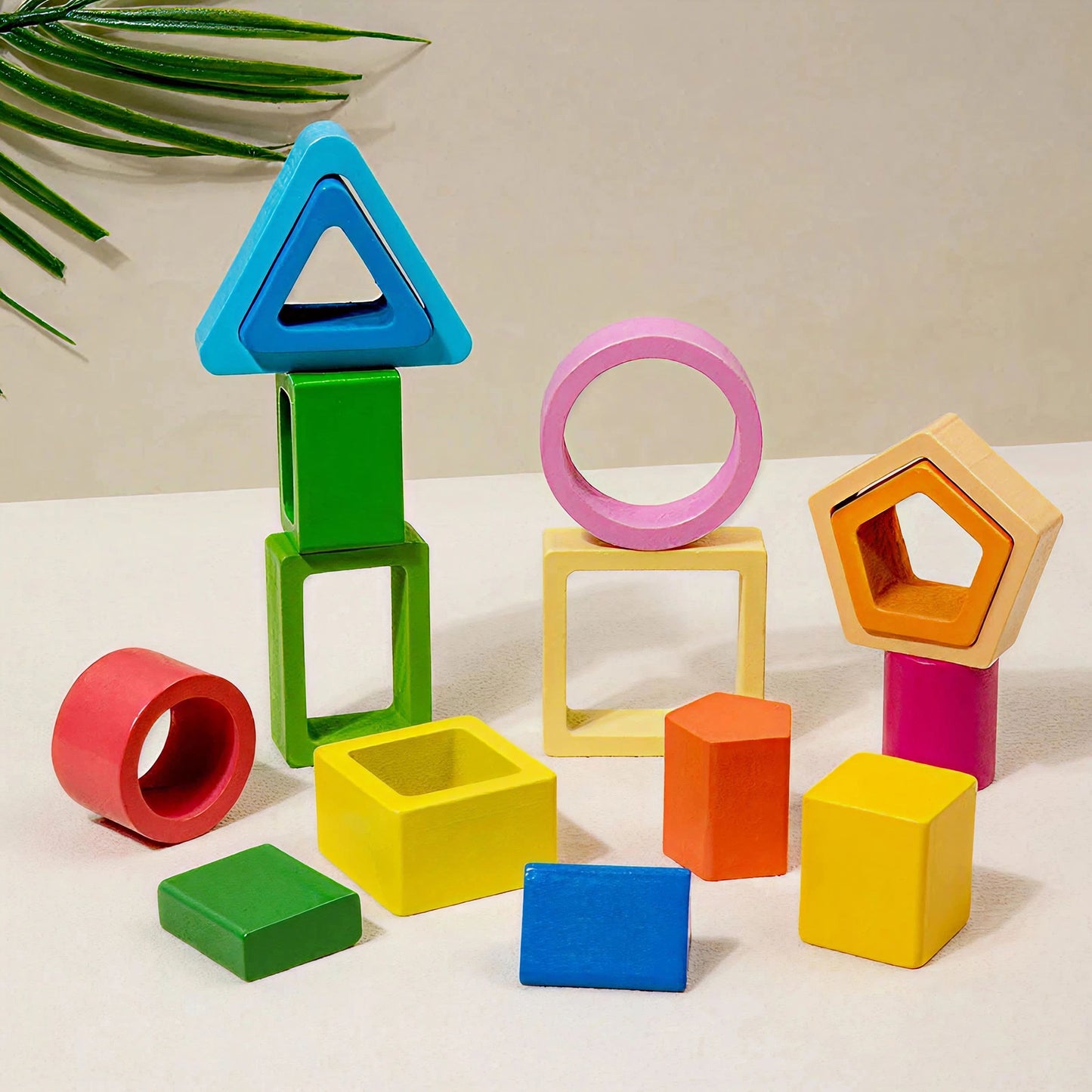 Wooden Shape Sorting & Stacking Board