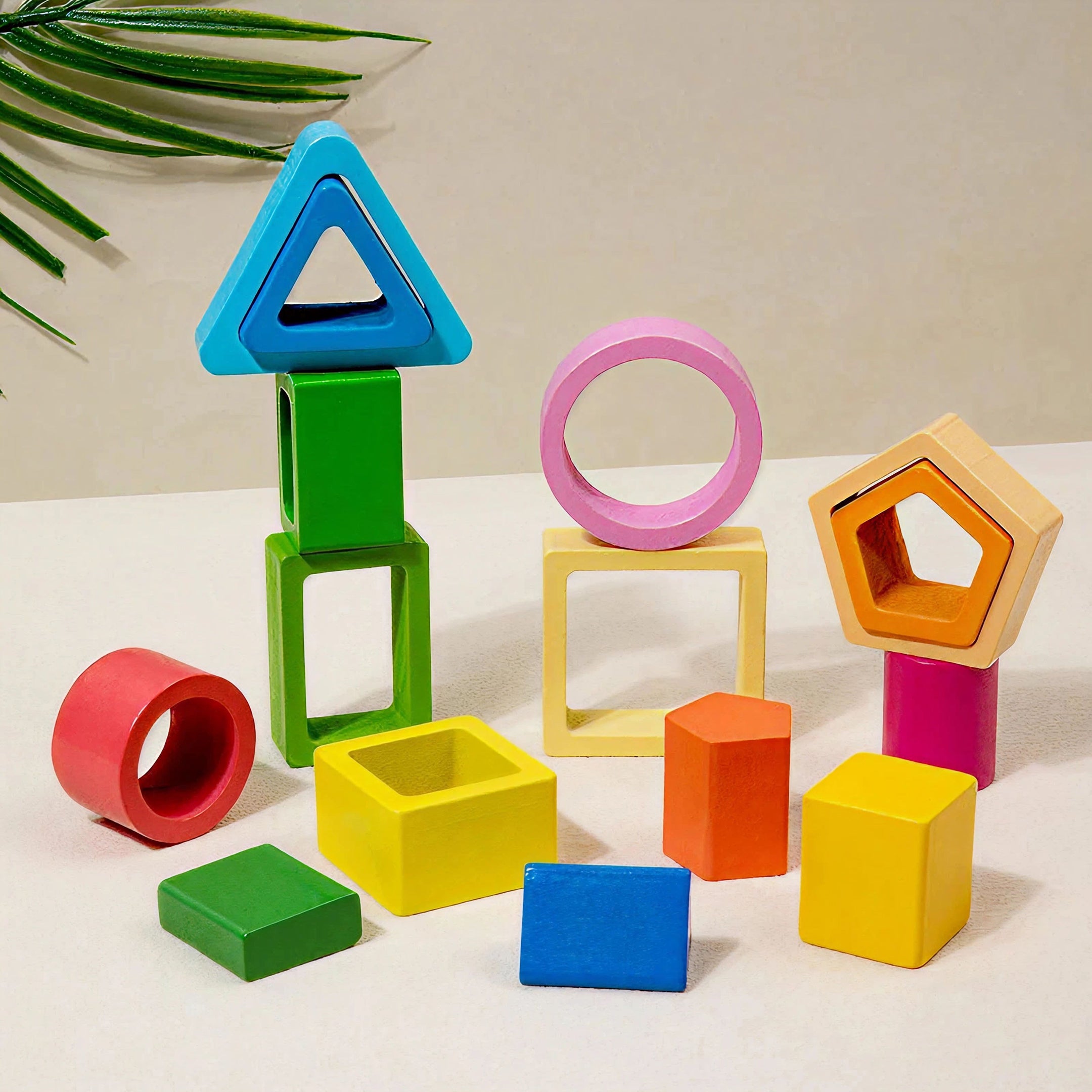 Wooden Shape Sorting & Stacking Board