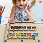Wooden Magnetic Color Sorting Maze Board – Train Edition