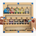 Wooden Magnetic Color Sorting Maze Board – Train Edition