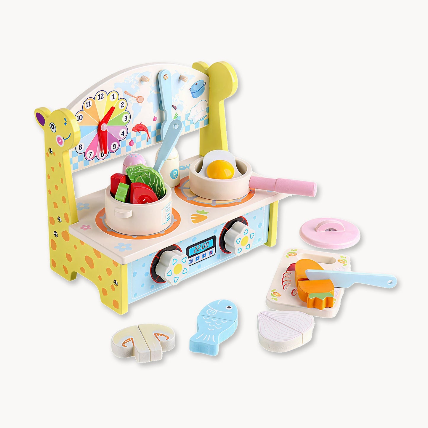 Wooden Kitchen Cooking Set – Montessori Pretend Play Toy for Toddlers