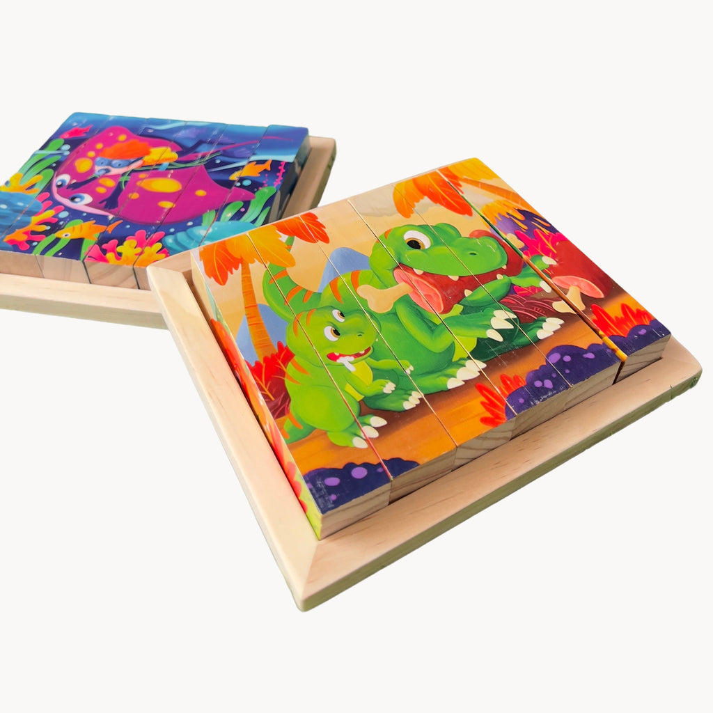 Wooden 6 in 1  Animal Cube Puzzle