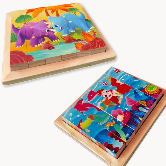 Wooden 6 in 1  Animal Cube Puzzle