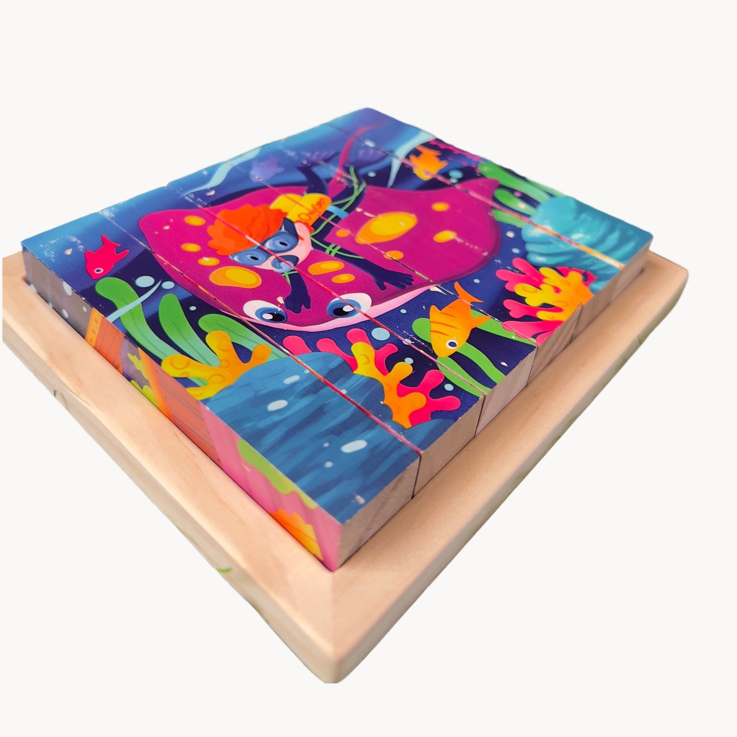 Wooden 6 in 1  Animal Cube Puzzle