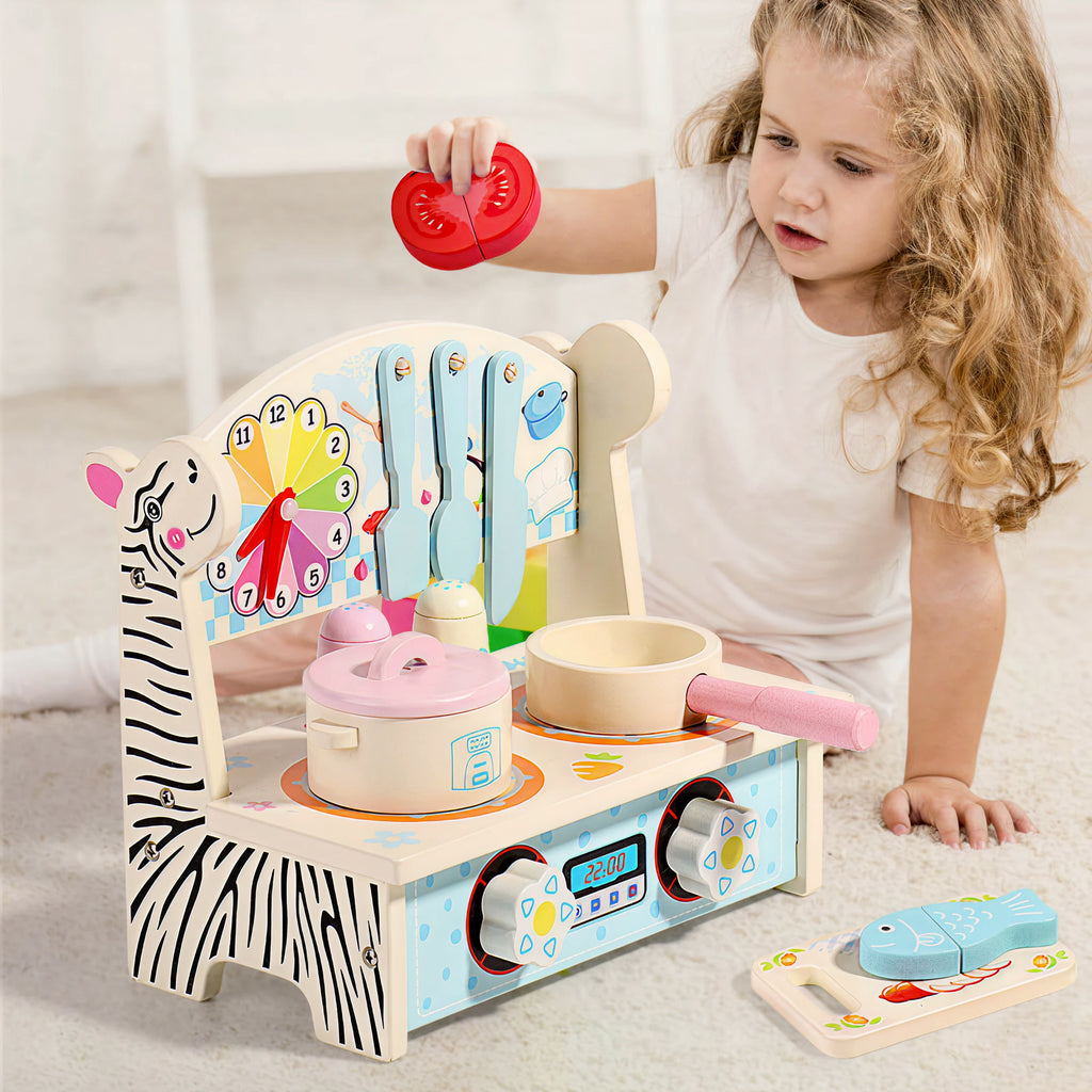 Wooden Kitchen Cooking Set – Montessori Pretend Play Toy for Toddlers