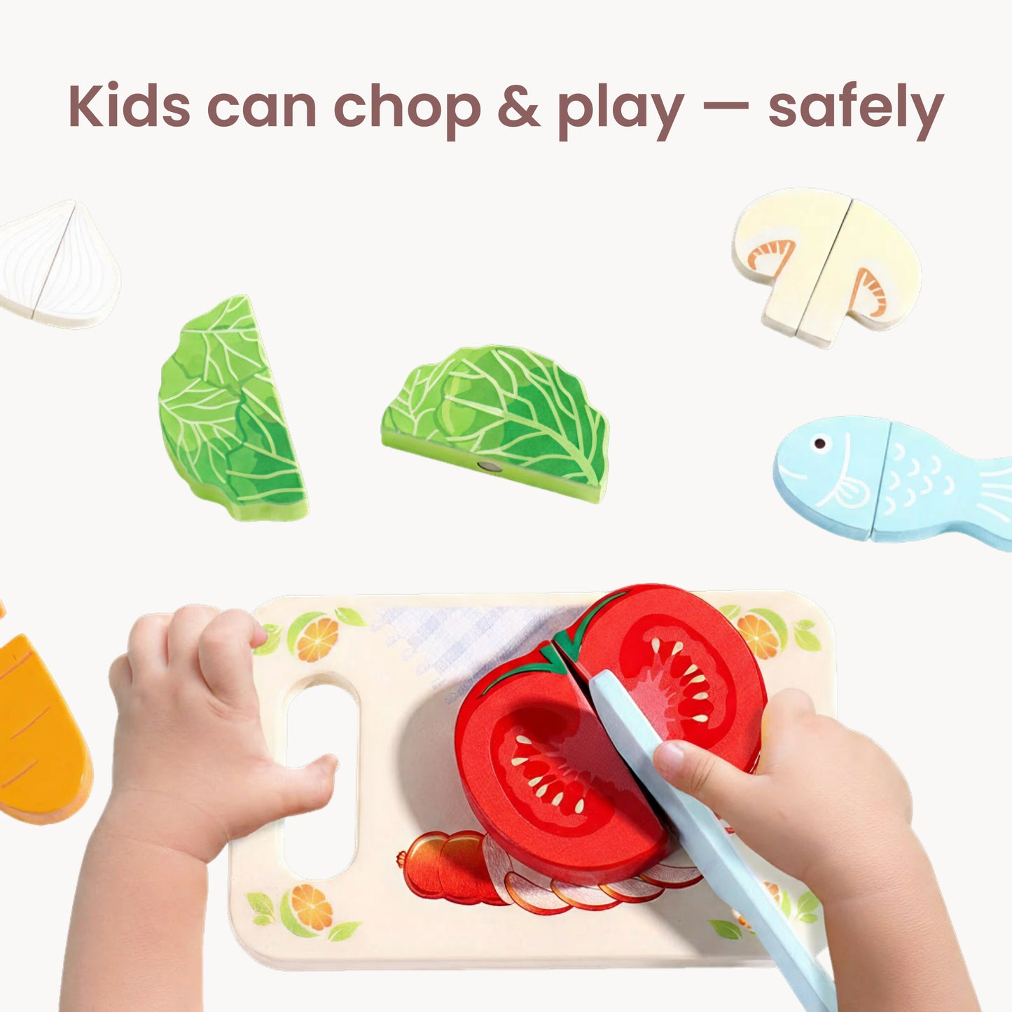 Wooden Kitchen Cooking Set – Montessori Pretend Play Toy for Toddlers